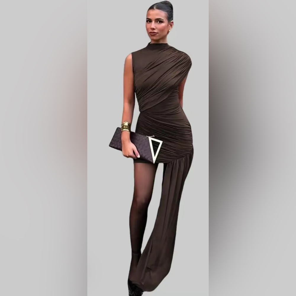 Elegant Brown Evening Dress